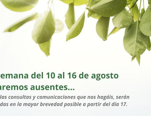 Desde el 10 al 16 de agosto estaremos ausentes