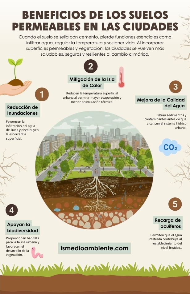 Beneficios suelo permeable en las ciudades
